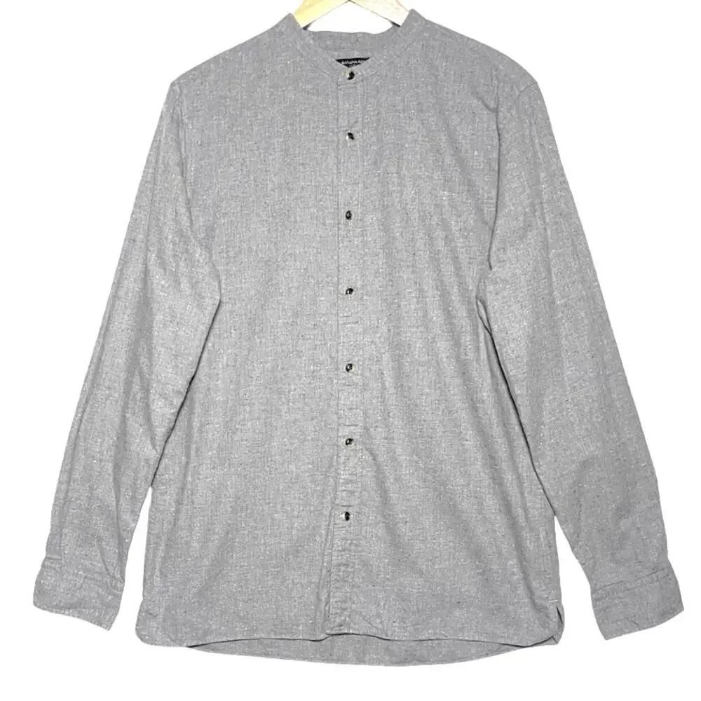 BANANA REPUBLIC Men’s Luxe Flannel Heathered Gray Button Up Shirt